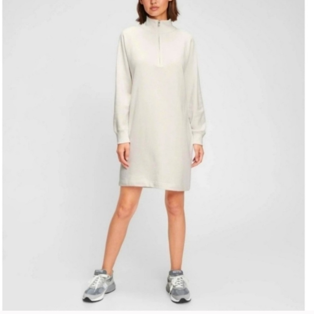 GAP Cream Long Sleeve Sweatshirt Dress
